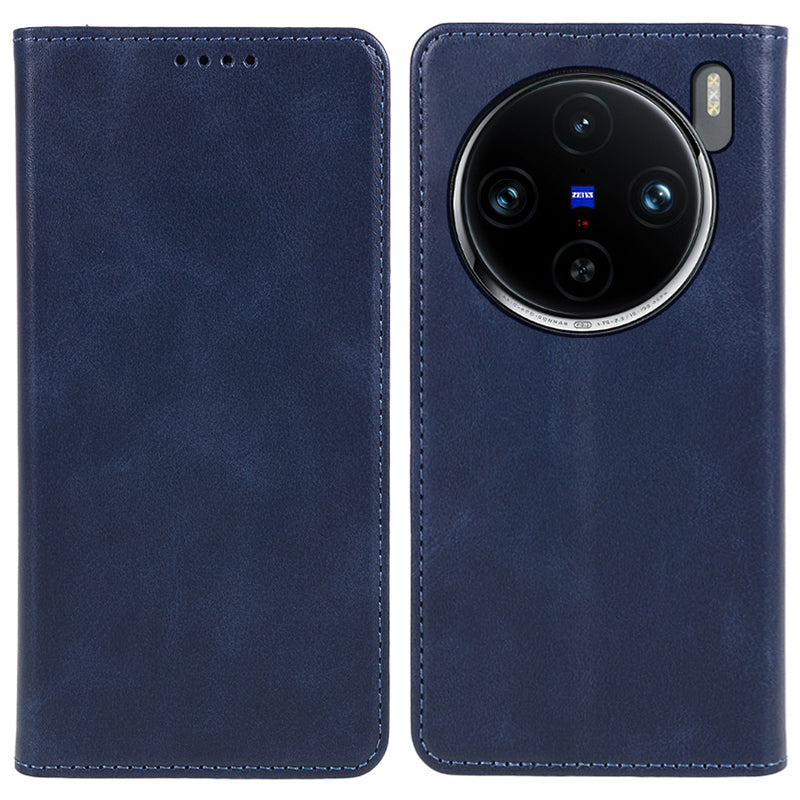 For vivo X100 5G Magnetic Case Calf Texture PU Leather Phone Cover
