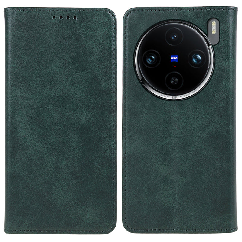 For vivo X100 5G Magnetic Case Calf Texture PU Leather Phone Cover