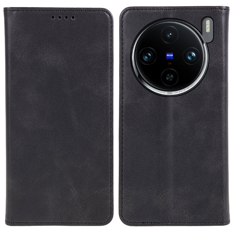 For vivo X100 5G Magnetic Case Calf Texture PU Leather Phone Cover