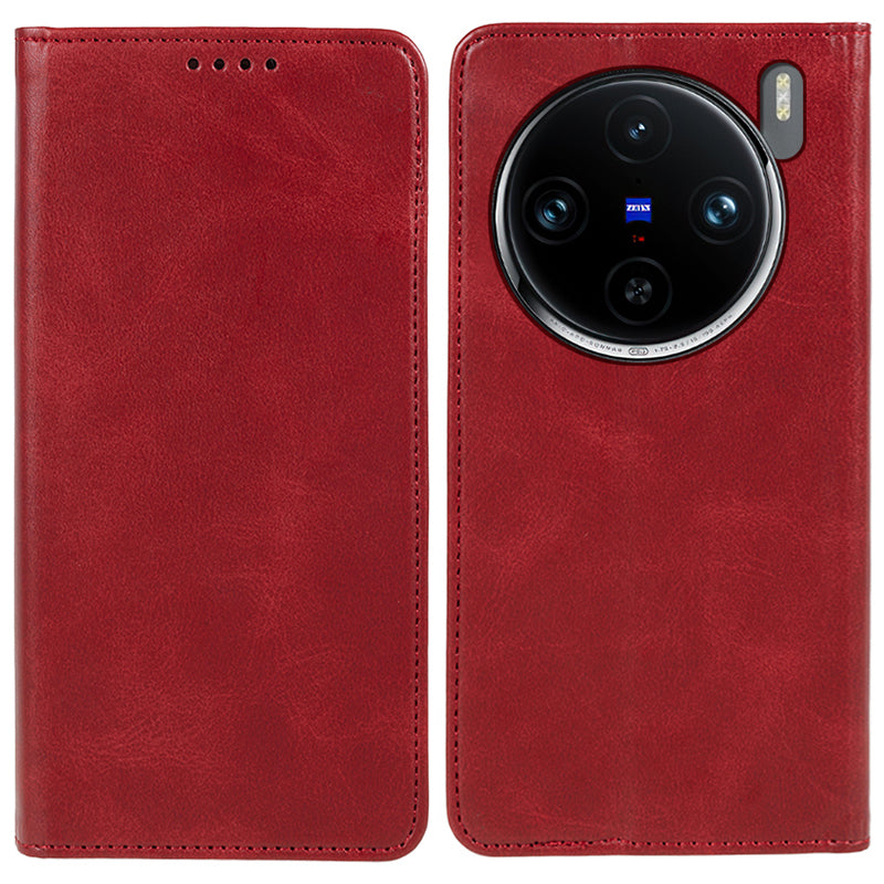 For vivo X100 5G Magnetic Case Calf Texture PU Leather Phone Cover