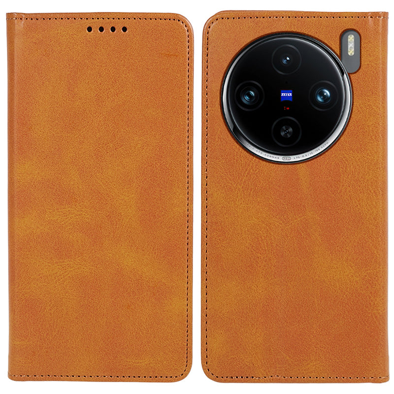 For vivo X100 5G Magnetic Case Calf Texture PU Leather Phone Cover