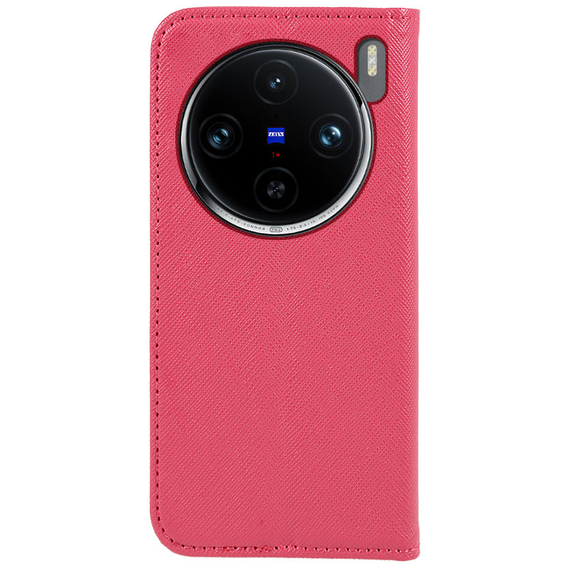 For vivo X100 5G Wallet Case Cross Texture Magnetic Closing Phone Cover