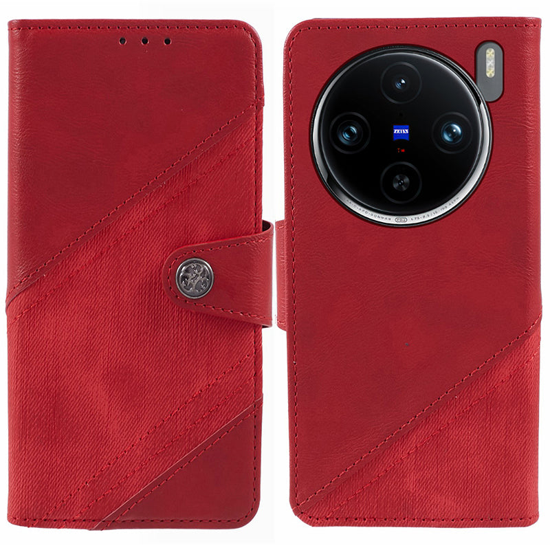 For vivo X100 5G Case Crazy Horse Texture Splicing Leather Wallet Phone Cover