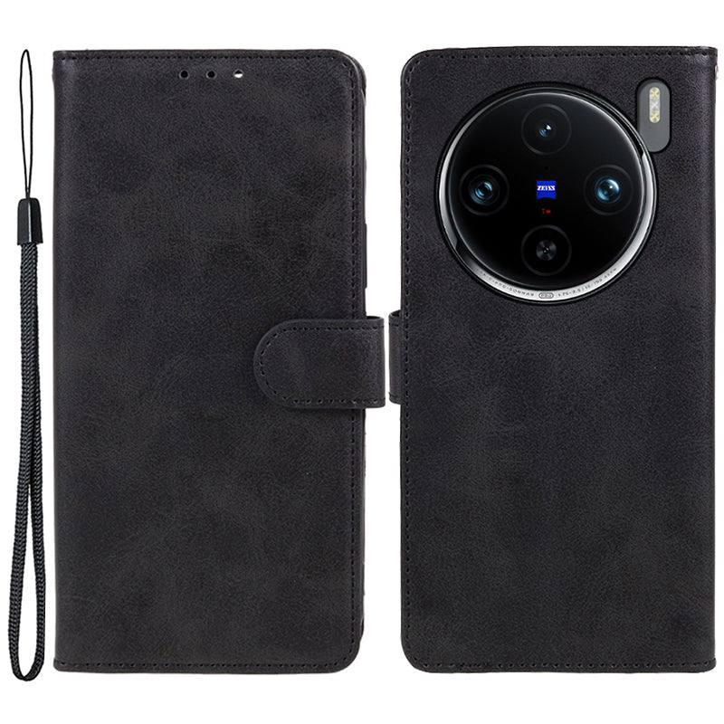 For vivo X100 Pro 5G Case Calf Texture Leather Wallet Phone Cover with Magnetic Clasp