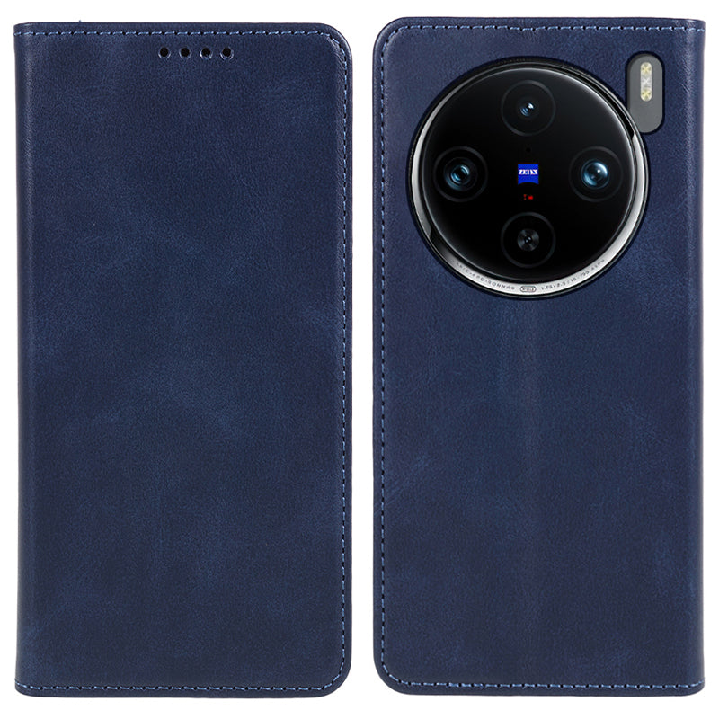 For vivo X100 Pro 5G Case Calf Texture Magnetic PU Leather Flip Phone Cover