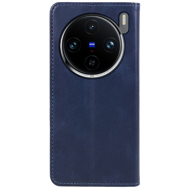 For vivo X100 Pro 5G Case Calf Texture Magnetic PU Leather Flip Phone Cover
