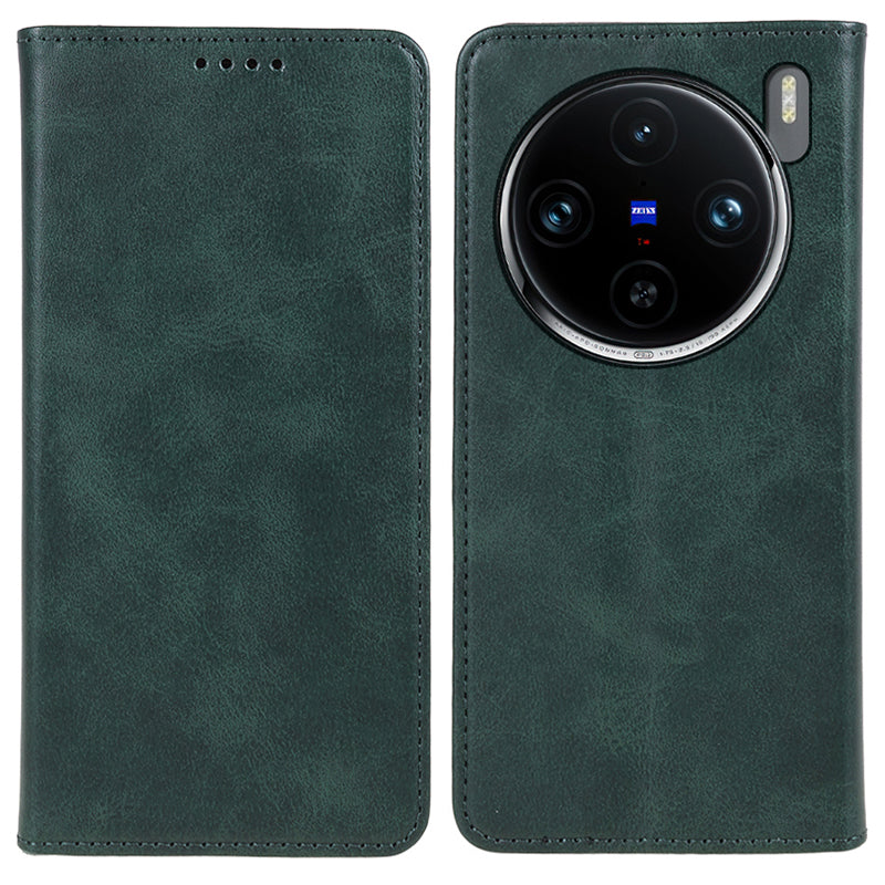 For vivo X100 Pro 5G Case Calf Texture Magnetic PU Leather Flip Phone Cover