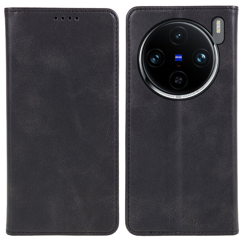 For vivo X100 Pro 5G Case Calf Texture Magnetic PU Leather Flip Phone Cover