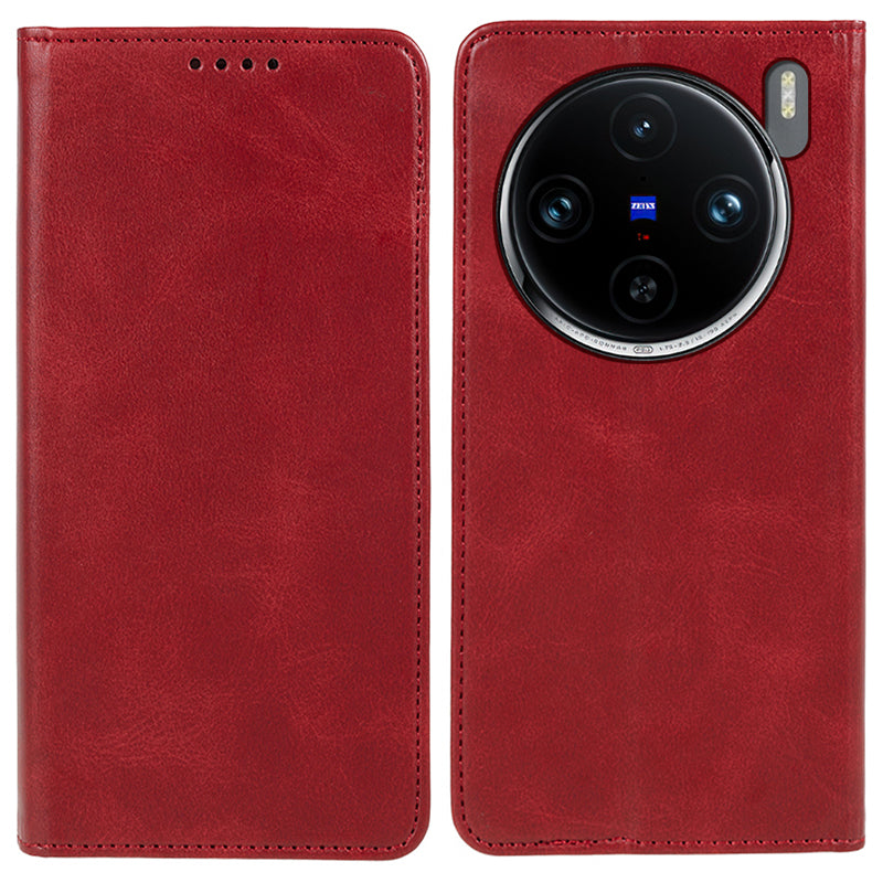 For vivo X100 Pro 5G Case Calf Texture Magnetic PU Leather Flip Phone Cover