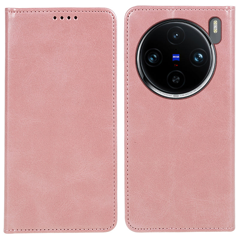 For vivo X100 Pro 5G Case Calf Texture Magnetic PU Leather Flip Phone Cover