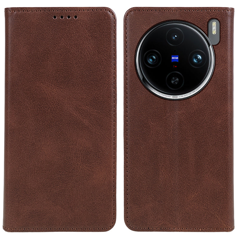 For vivo X100 Pro 5G Case Calf Texture Magnetic PU Leather Flip Phone Cover