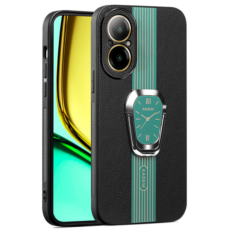 KADEM For Realme C67 4G PU+TPU+Acrylic Phone Cover Kickstand Cell Phone Case