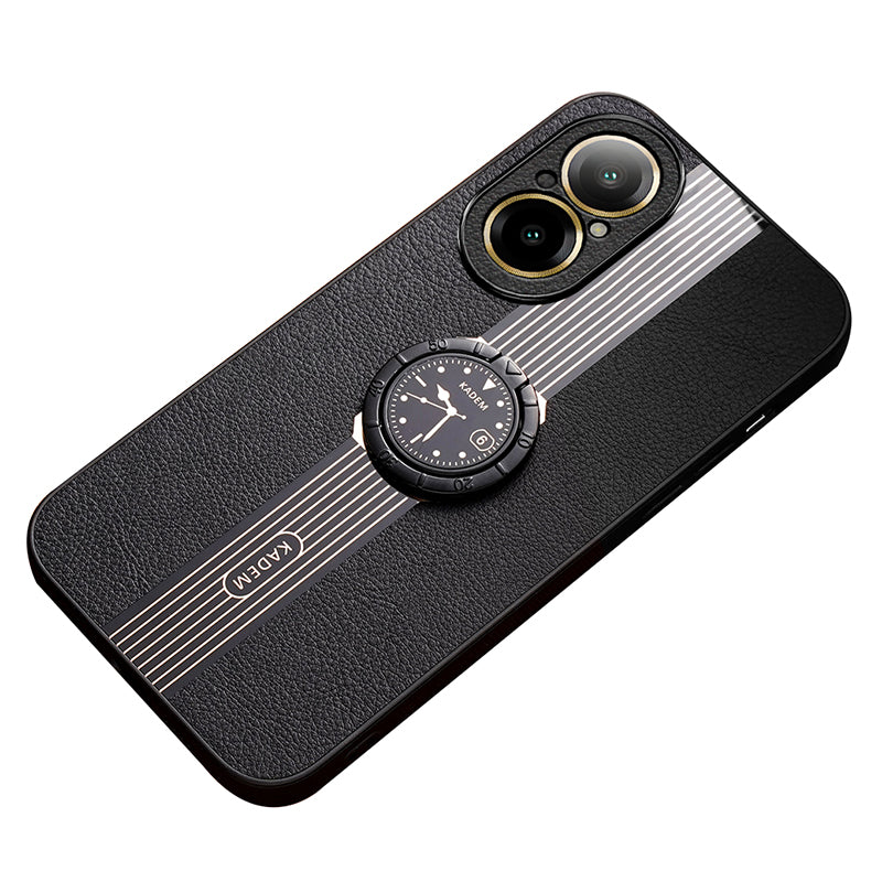 KADEM For Realme C67 4G PU Leather+Acrylic+TPU Phone Case Anti-fall Shell Supports Magnetic Car Holder