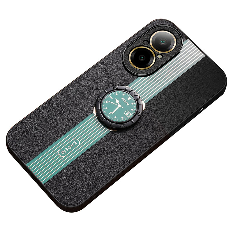 KADEM For Realme C67 4G PU Leather+Acrylic+TPU Phone Case Anti-fall Shell Supports Magnetic Car Holder
