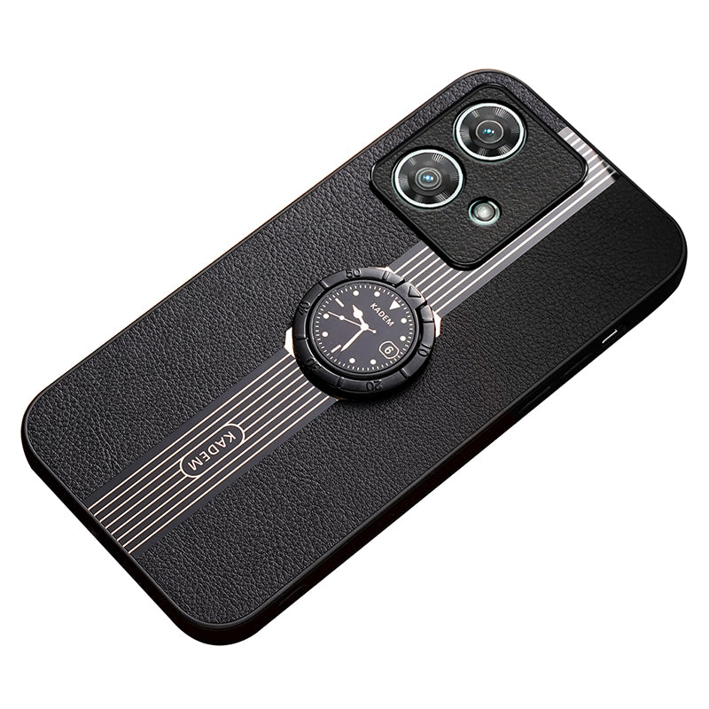 KADEM For Motorola Edge 40 Neo 5G Case PU Leather+Acrylic+TPU Phone Shell Magnetic Car Holder