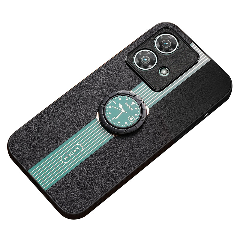 KADEM For Motorola Edge 40 Neo 5G Case PU Leather+Acrylic+TPU Phone Shell Magnetic Car Holder