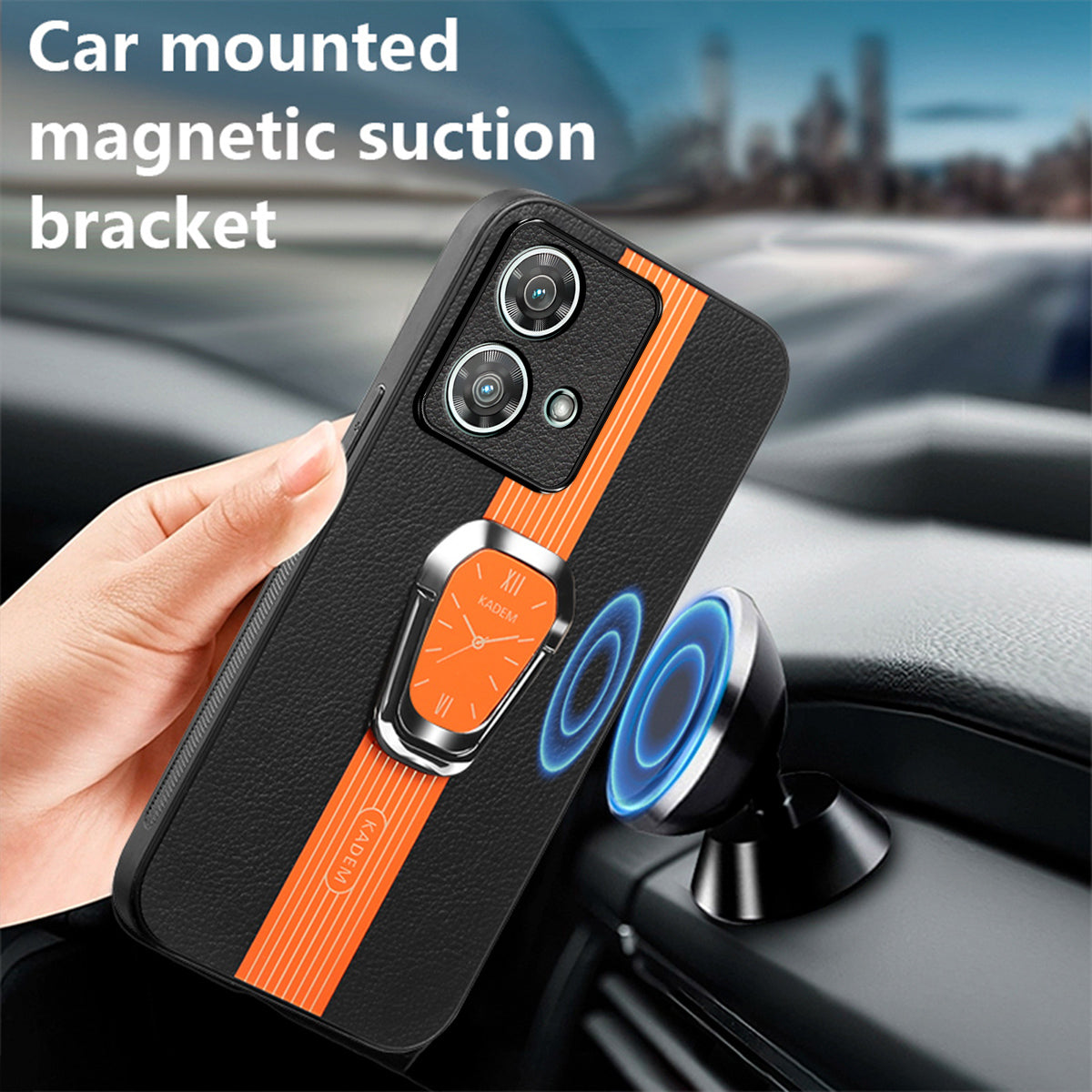 KADEM For Motorola Edge 40 Neo 5G Case Cell Phone Cover PU+TPU+Acrylic Electroplating Kickstand