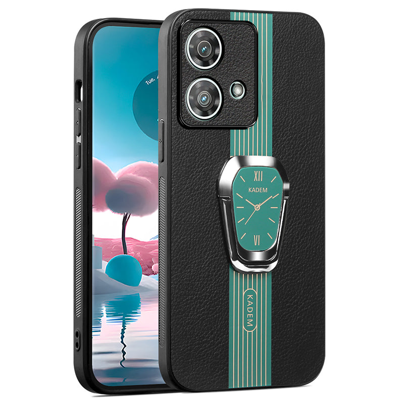 KADEM For Motorola Edge 40 Neo 5G Case Cell Phone Cover PU+TPU+Acrylic Electroplating Kickstand