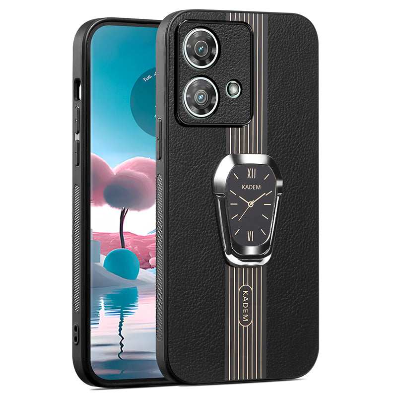 KADEM For Motorola Edge 40 Neo 5G Case Cell Phone Cover PU+TPU+Acrylic Electroplating Kickstand