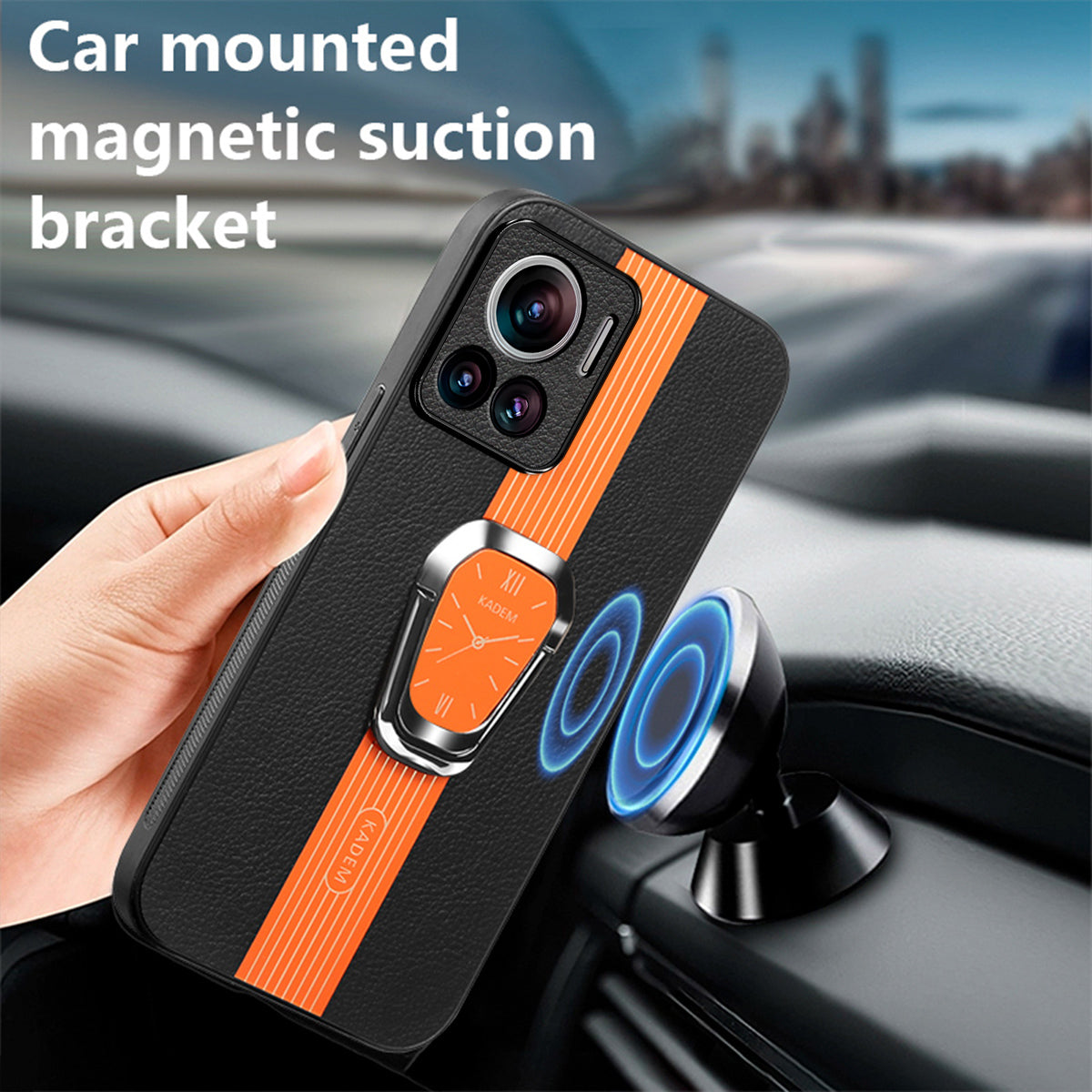 KADEM For Motorola Edge 30 Ultra 5G / Moto X30 Pro 5G Kickstand PU+TPU+Acrylic Phone Cover Anti-Scratch Shell