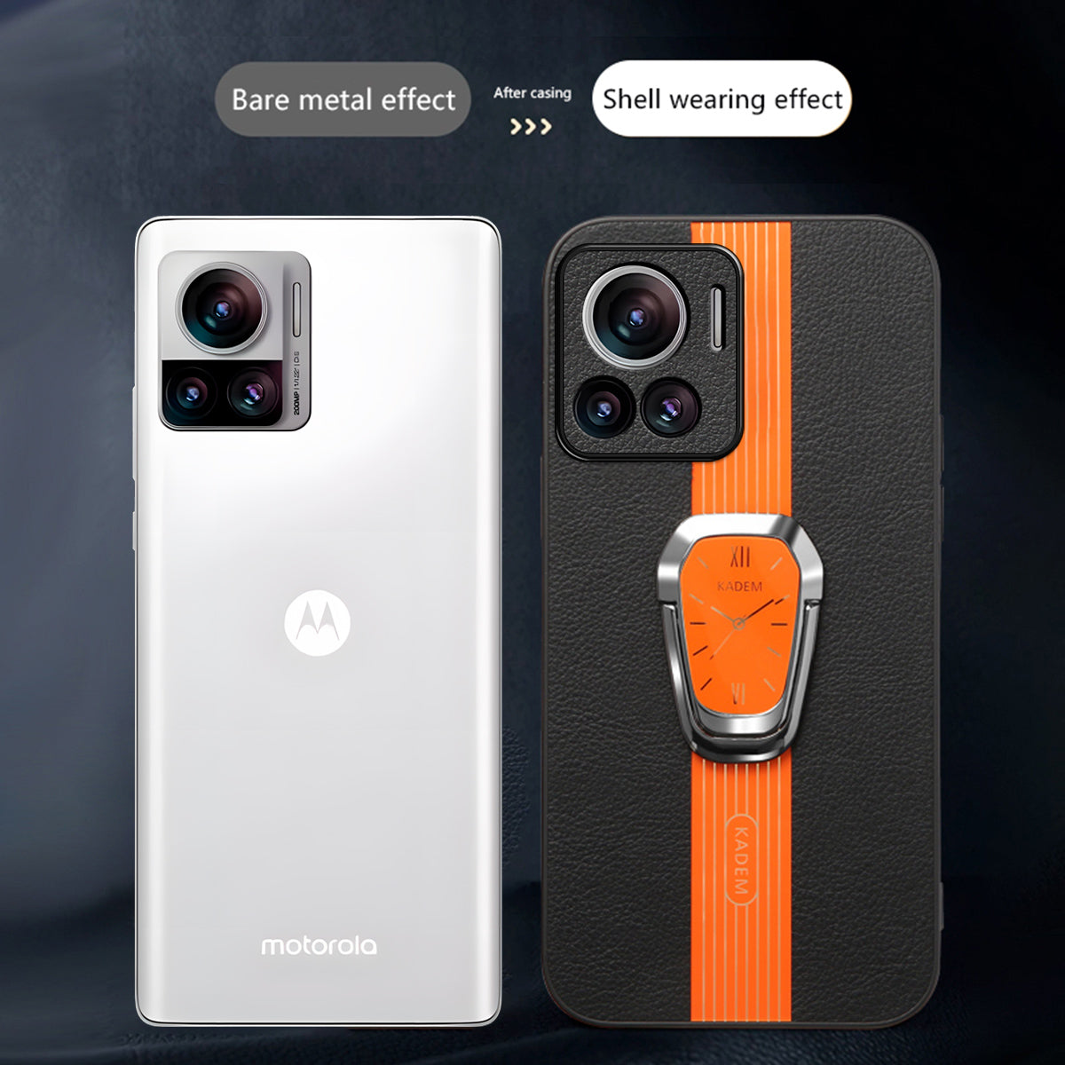KADEM For Motorola Edge 30 Ultra 5G / Moto X30 Pro 5G Kickstand PU+TPU+Acrylic Phone Cover Anti-Scratch Shell