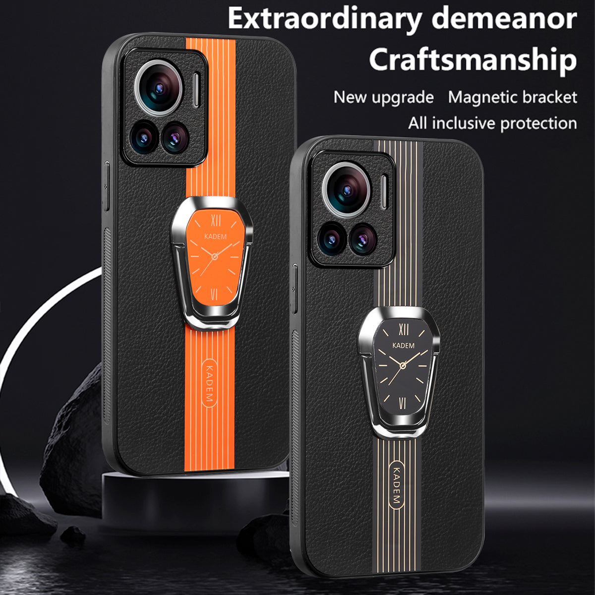 KADEM For Motorola Edge 30 Ultra 5G / Moto X30 Pro 5G Kickstand PU+TPU+Acrylic Phone Cover Anti-Scratch Shell