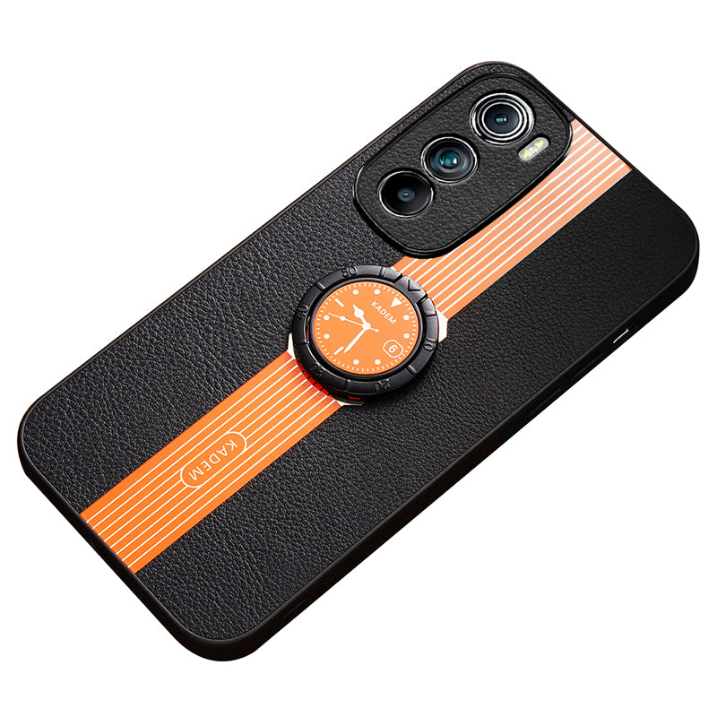 KADEM Anti-fall Shell for Motorola Edge 30 5G PU Leather+Acrylic+TPU Phone Case Supports Magnetic Car Holder