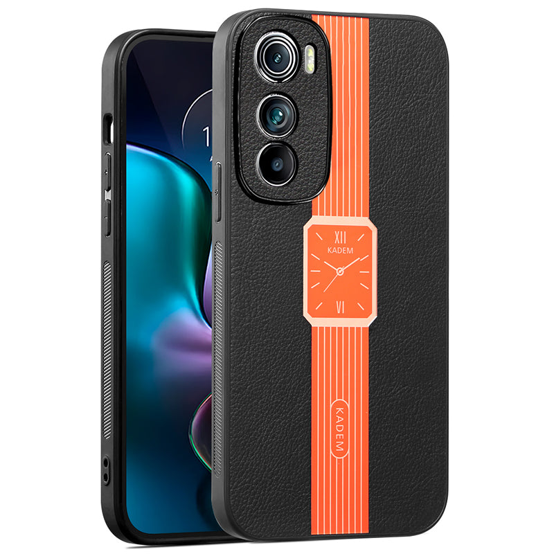 KADEM For Motorola Edge 30 5G Case PU Leather+Acrylic+TPU Phone Electroplating Shell