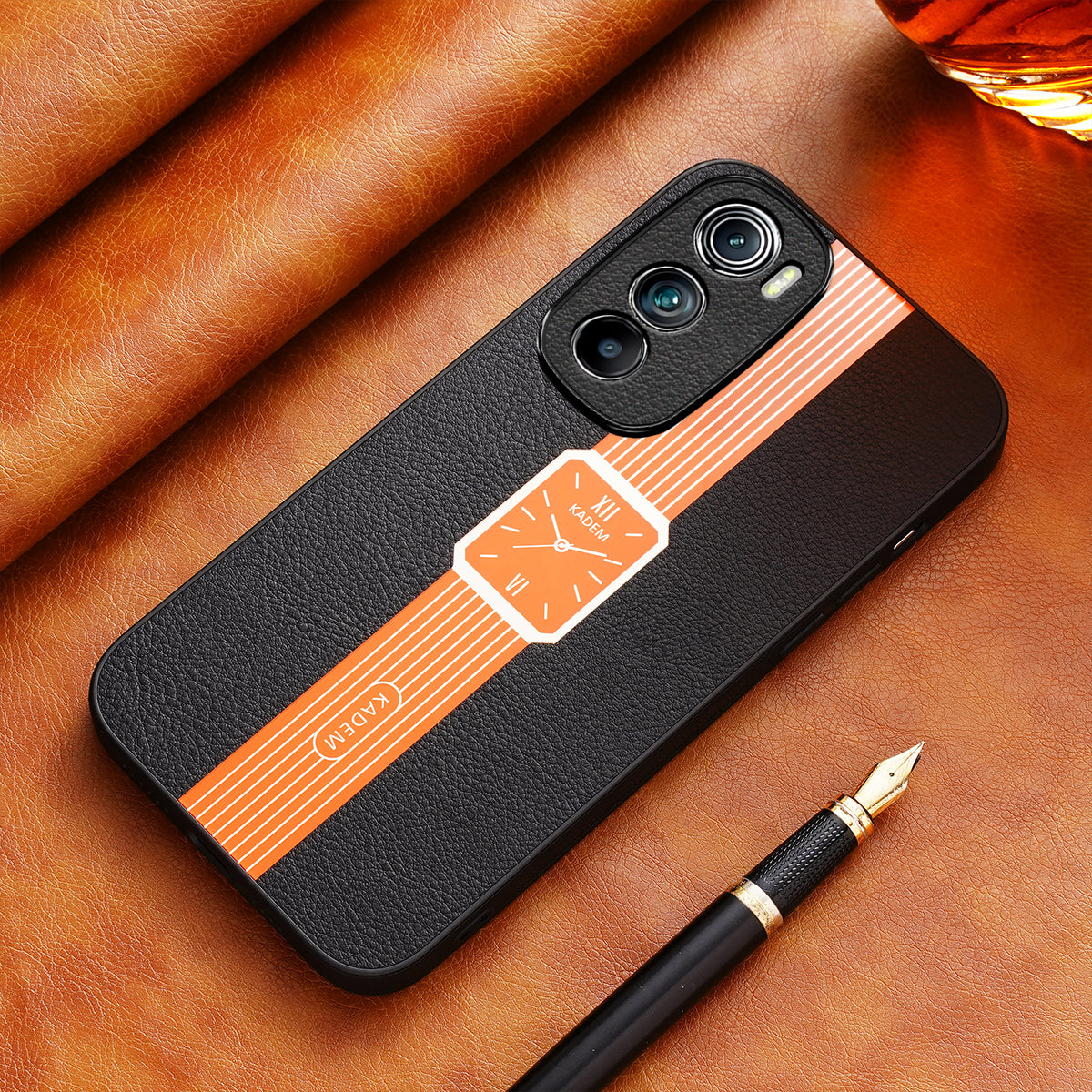 KADEM For Motorola Edge 30 5G Case PU Leather+Acrylic+TPU Phone Electroplating Shell