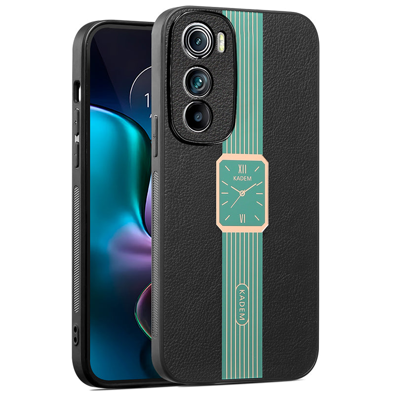 KADEM For Motorola Edge 30 5G Case PU Leather+Acrylic+TPU Phone Electroplating Shell