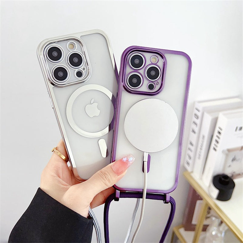 For iPhone 12 Pro Max Case Compatible with MagSafe TPU Electroplating Phone Cover