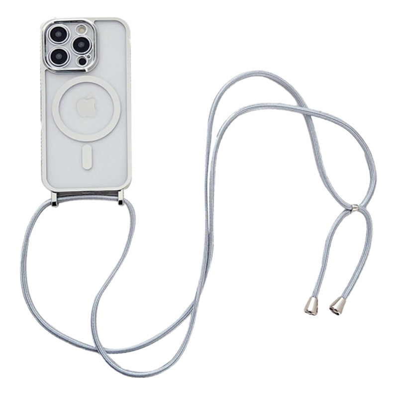 For iPhone 12 Pro Magnetic Case Crossbody Lanyard TPU Phone Cover