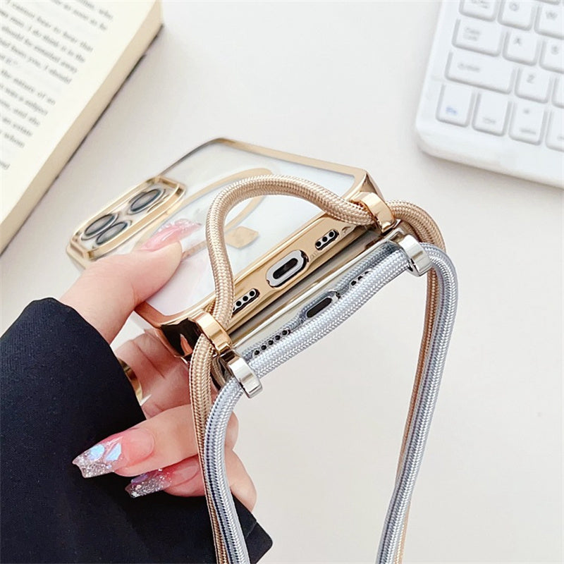 For iPhone 12 Pro Magnetic Case Crossbody Lanyard TPU Phone Cover