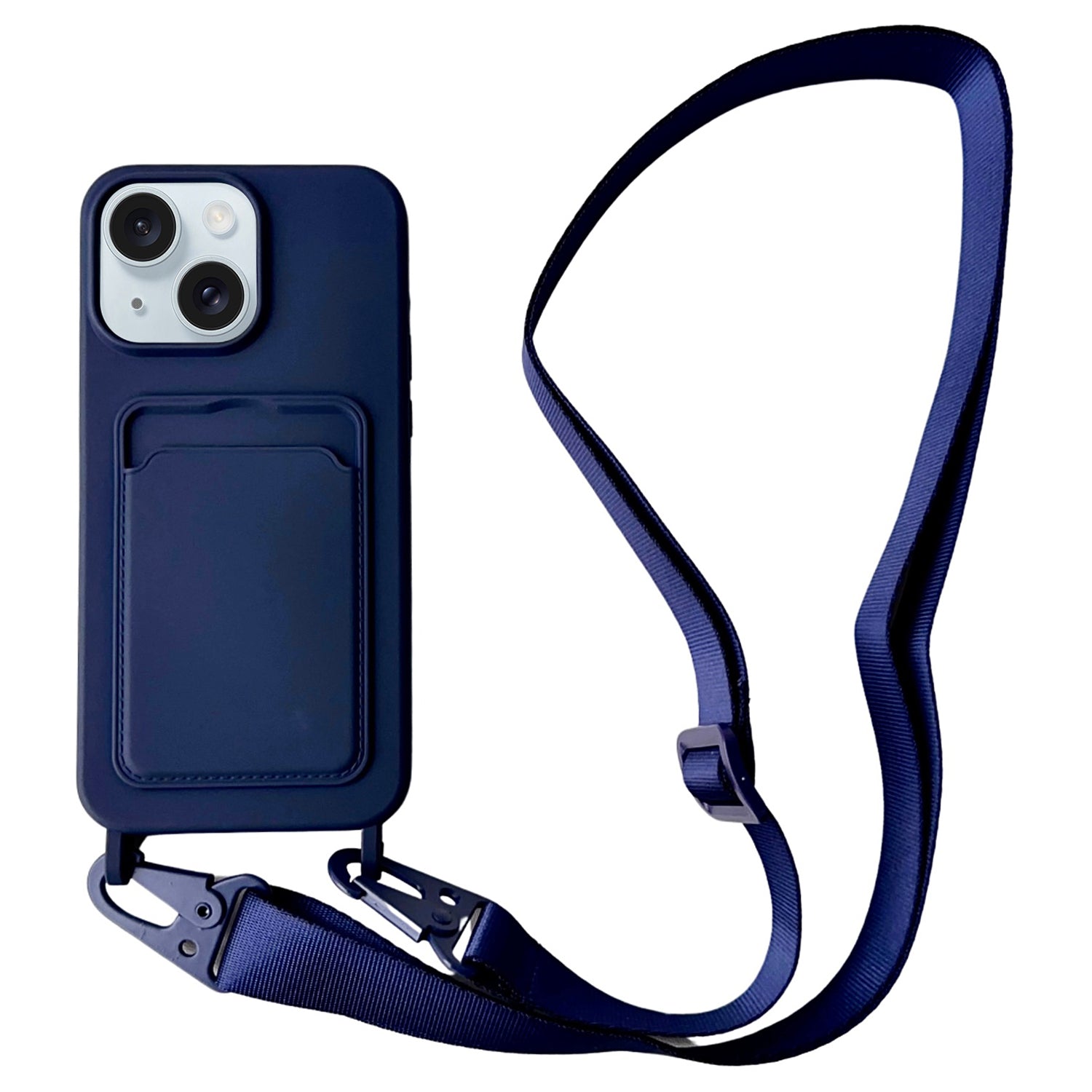 For iPhone 13 Crossbody Case Liquid Silicone Protective Phone Cover with Card Holder