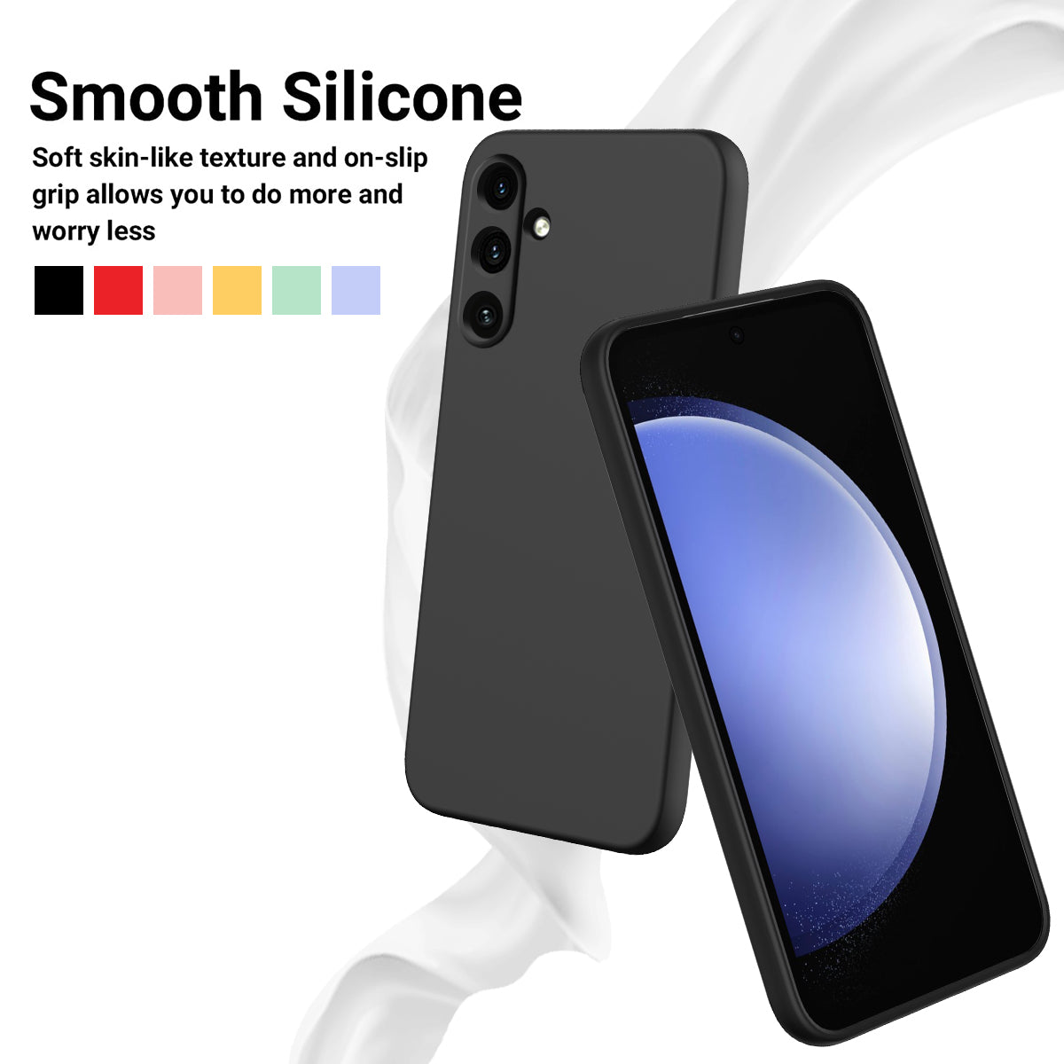 For Samsung Galaxy M15 5G / F15 5G Case Scratchproof Liquid Silicone Phone Cover with Wrist Strap