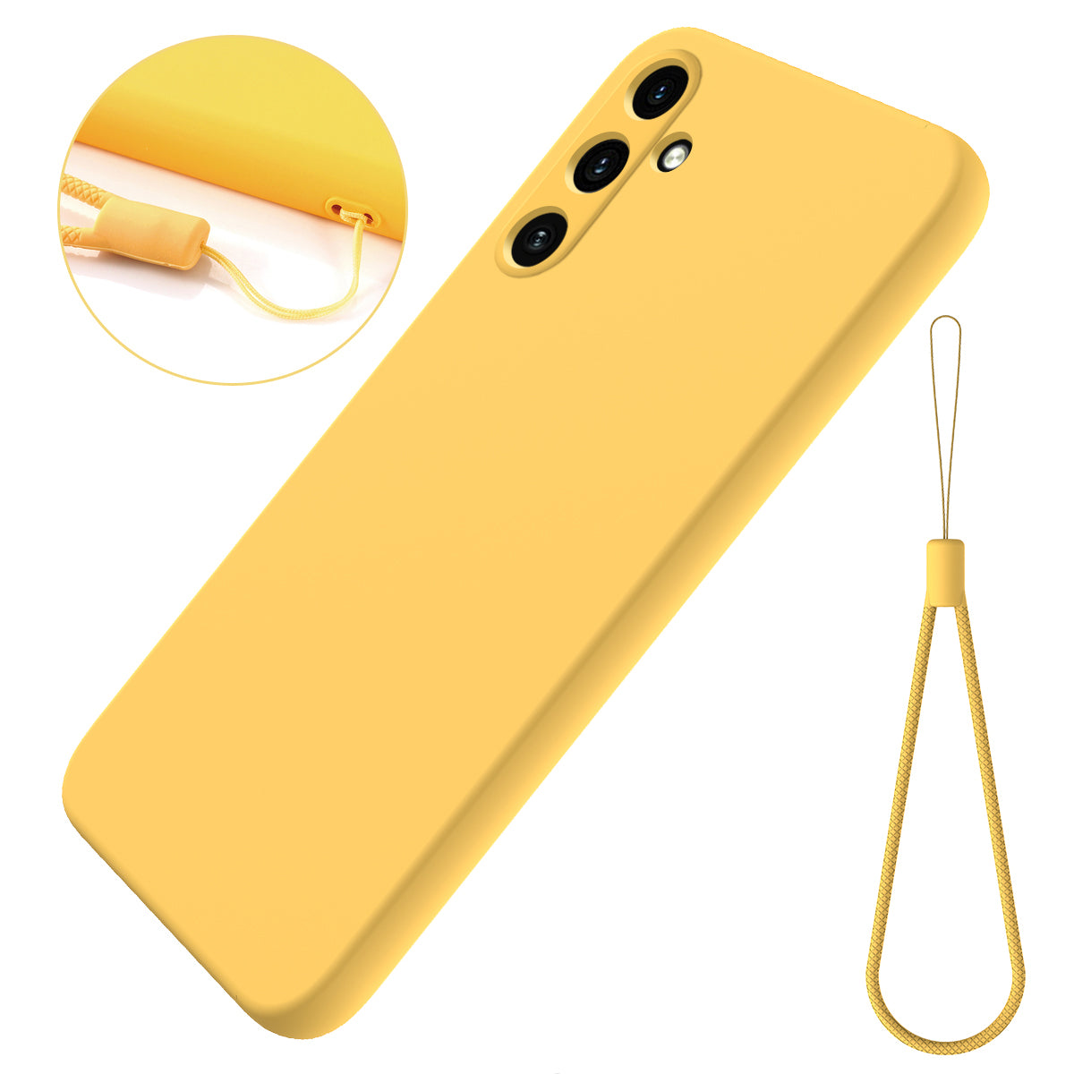 For Samsung Galaxy M15 5G / F15 5G Case Scratchproof Liquid Silicone Phone Cover with Wrist Strap