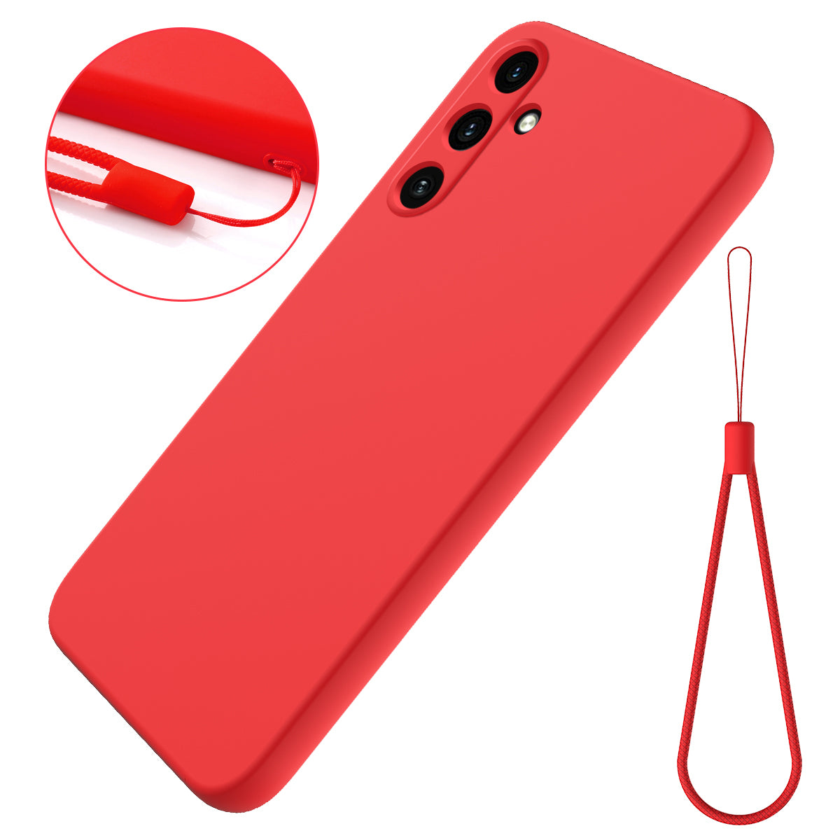 For Samsung Galaxy M15 5G / F15 5G Case Scratchproof Liquid Silicone Phone Cover with Wrist Strap