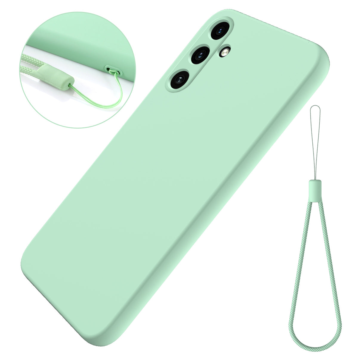 For Samsung Galaxy M15 5G / F15 5G Case Scratchproof Liquid Silicone Phone Cover with Wrist Strap