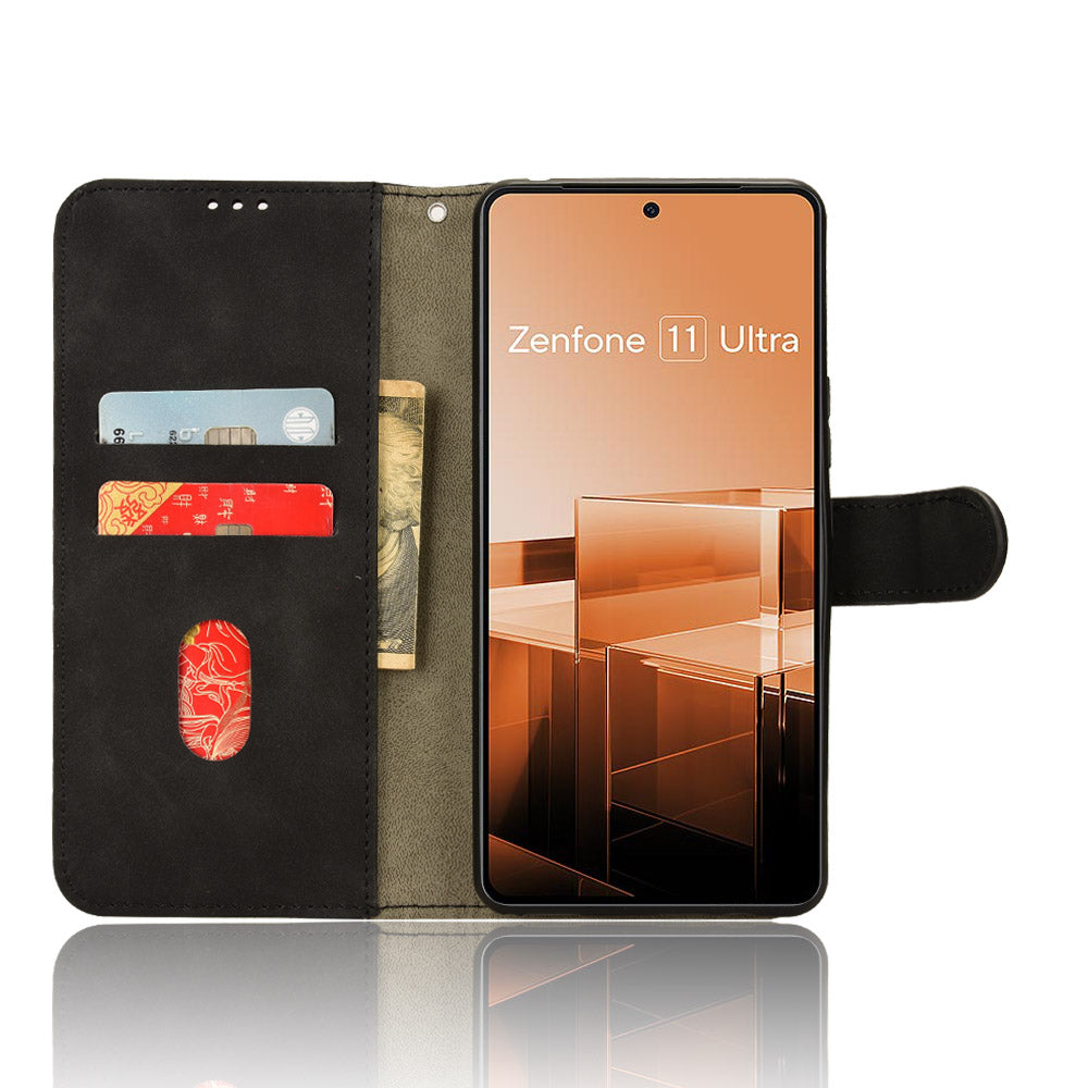 For Asus Zenfone 11 Ultra 5G Case Skin-touch PU Leather Wallet Flip Phone Cover