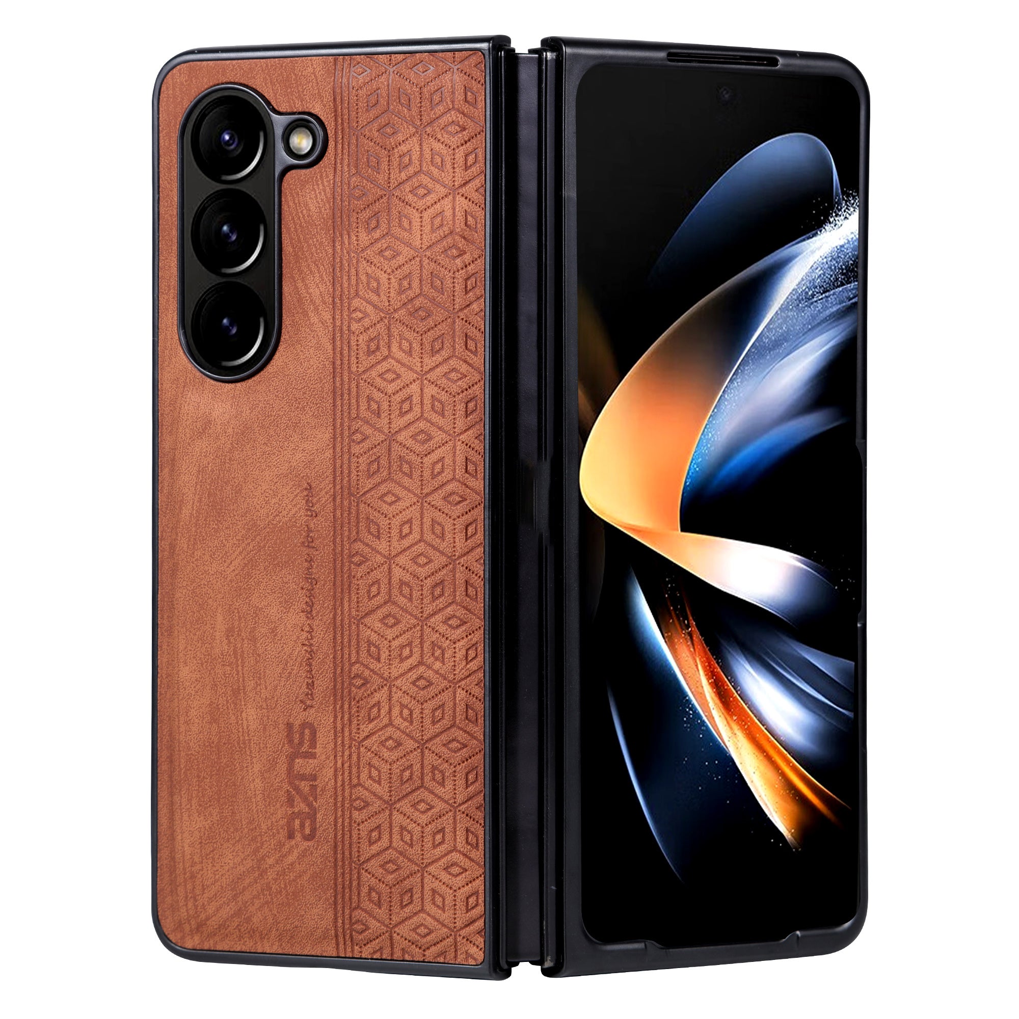 AZNS For Samsung Galaxy Z Fold6 5G Case PU Leather+Hard PC Non-Slip Grip Phone Cover