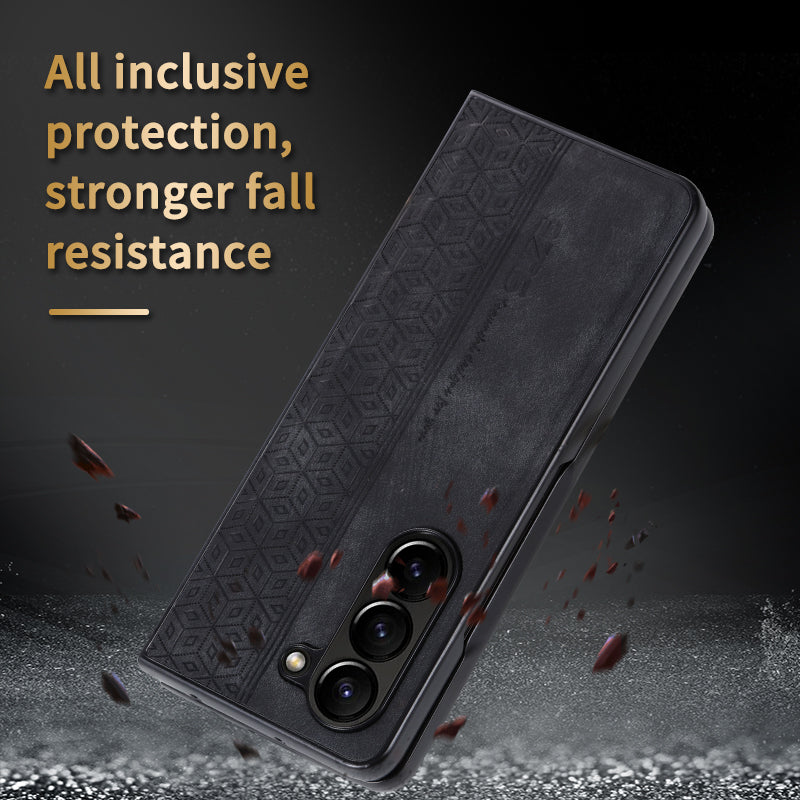AZNS For Samsung Galaxy Z Fold6 5G Case PU Leather+Hard PC Non-Slip Grip Phone Cover