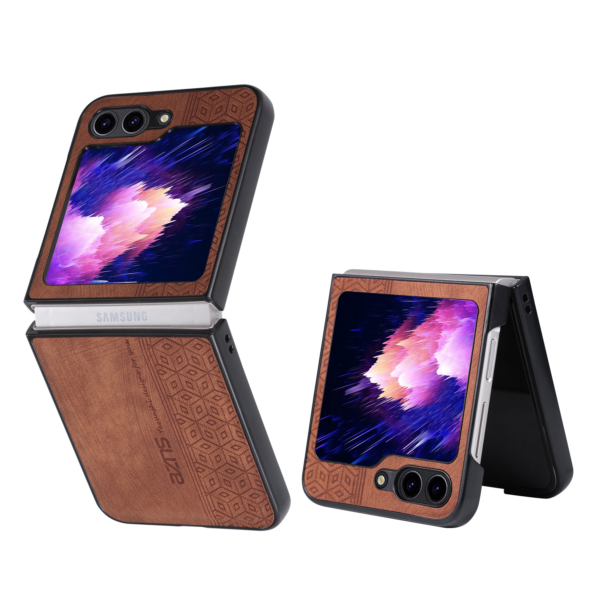 AZNS For Samsung Galaxy Z Flip6 5G Case PU Leather Coated PC Hard Phone Cover