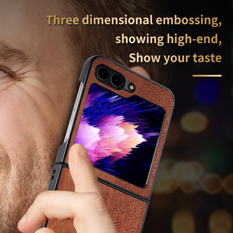 AZNS For Samsung Galaxy Z Flip6 5G Case PU Leather Coated PC Hard Phone Cover