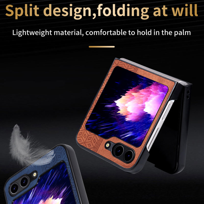 AZNS For Samsung Galaxy Z Flip6 5G Case PU Leather Coated PC Hard Phone Cover
