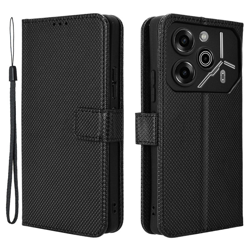 For Transsion Tecno Pova 6 Pro 5G LI9 Case Stand Wallet Diamond Texture Leather Phone Cover