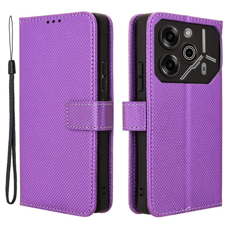 For Transsion Tecno Pova 6 Pro 5G LI9 Case Stand Wallet Diamond Texture Leather Phone Cover