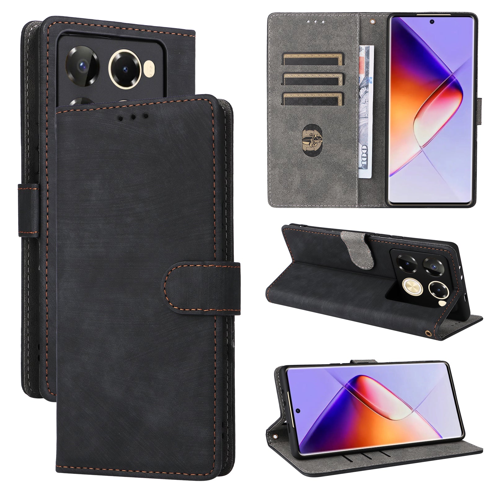 For Transsion Infinix Note 40 Pro 5G X6851 / Note 40 Pro+ X6851B Leather Case RFID Blocking Phone Cover