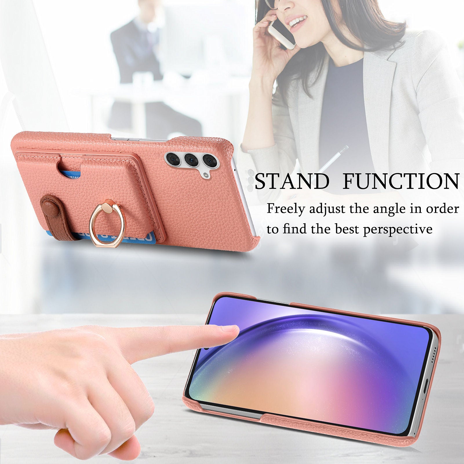 Y2 For Samsung Galaxy A55 5G Kickstand Case PU+PC+TPU Phone Cover with Card Slot