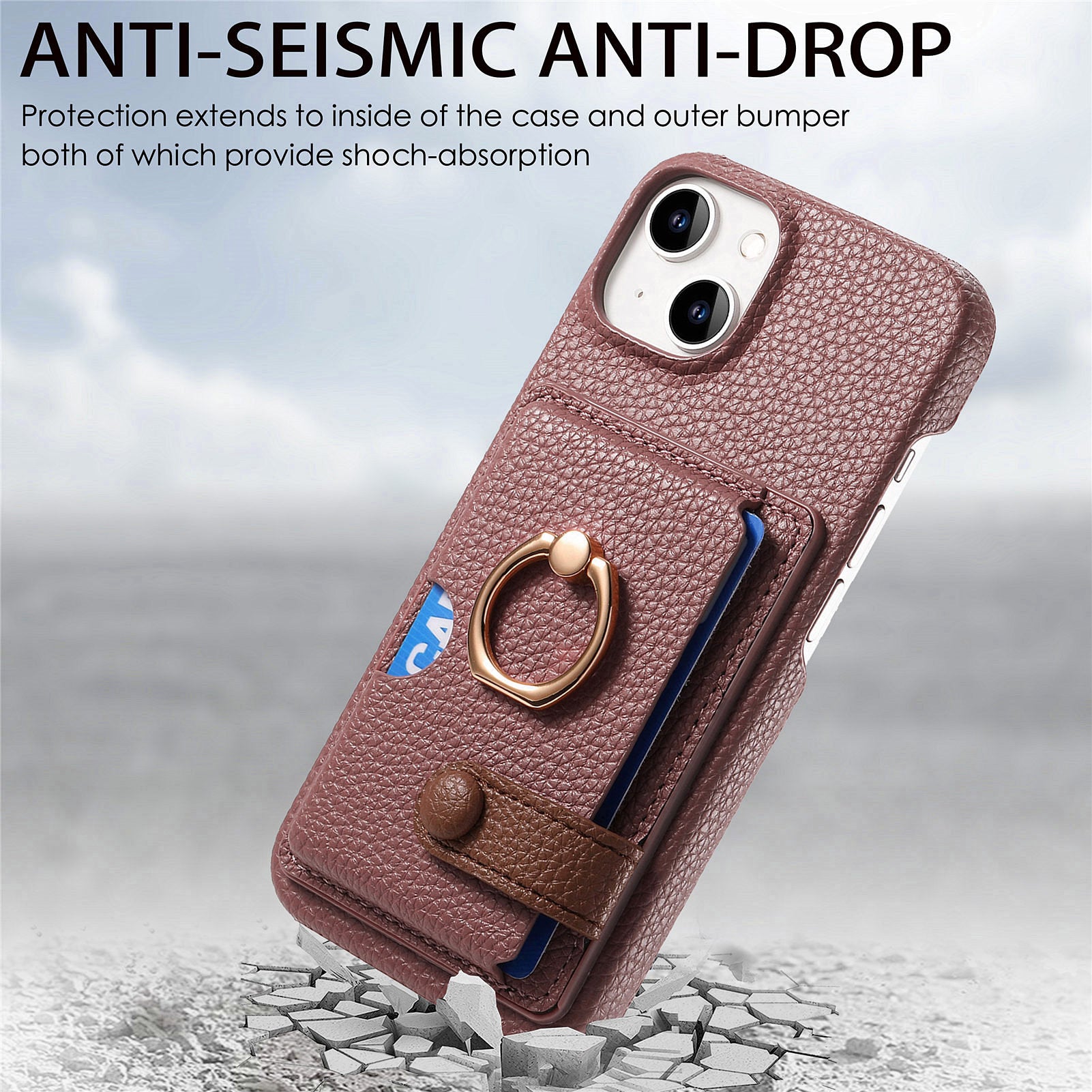 Y2 For iPhone 13 Slot PU+PC+TPU Phone Cover with Kickstand, Case Card