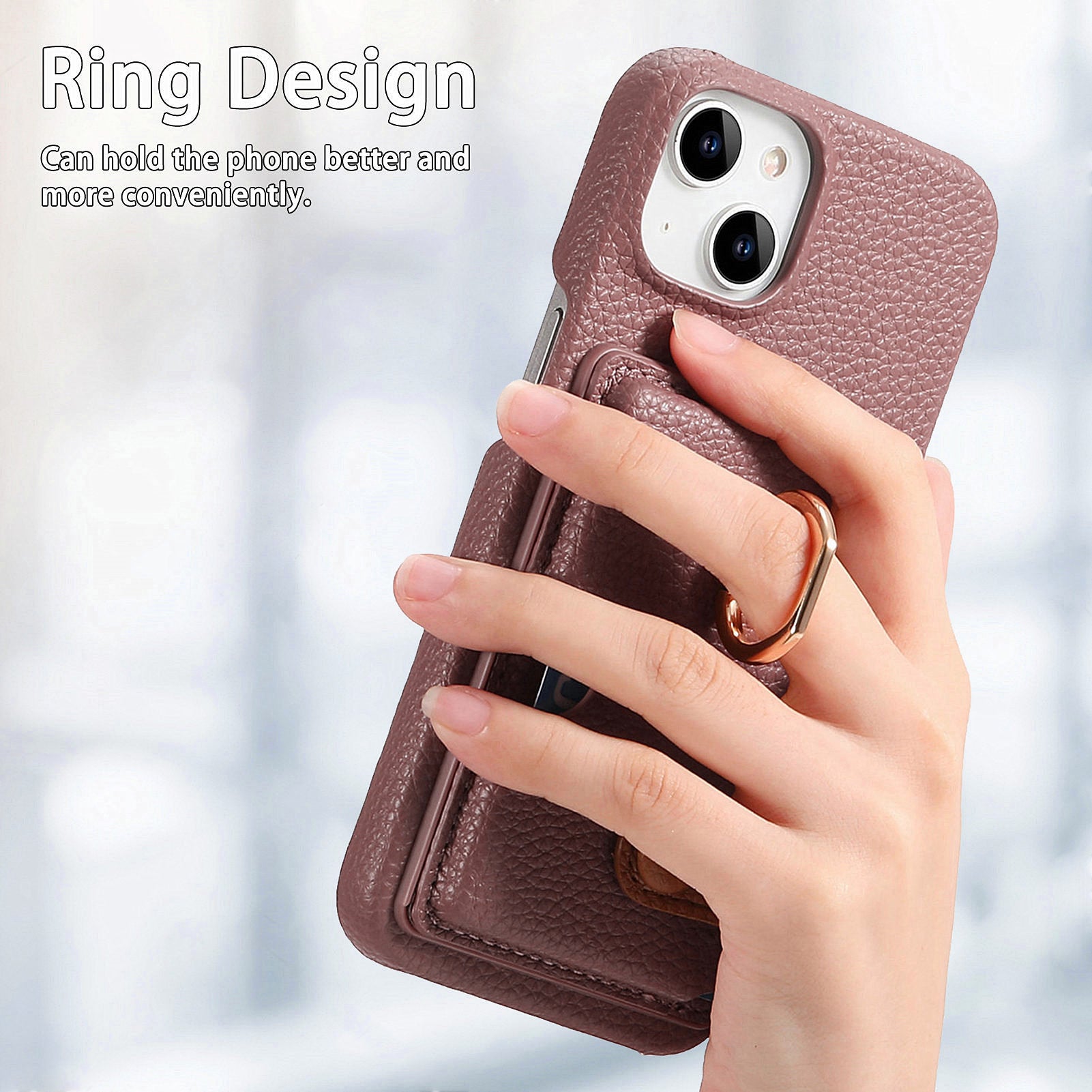Y2 For iPhone 14 Case Kickstand Card Slot PU+PC+TPU Anti-Drop Phone Shell
